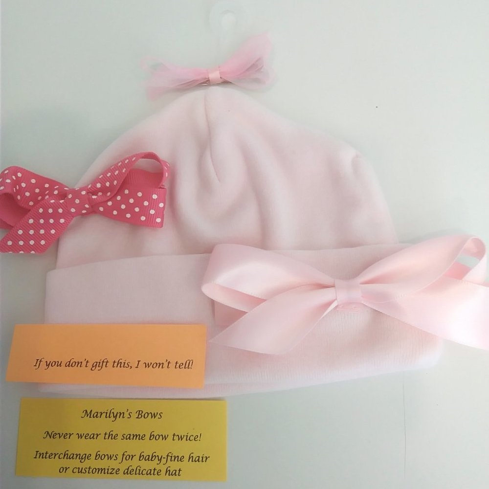 Baby Hat with 3 Interchangeable Hair Bows